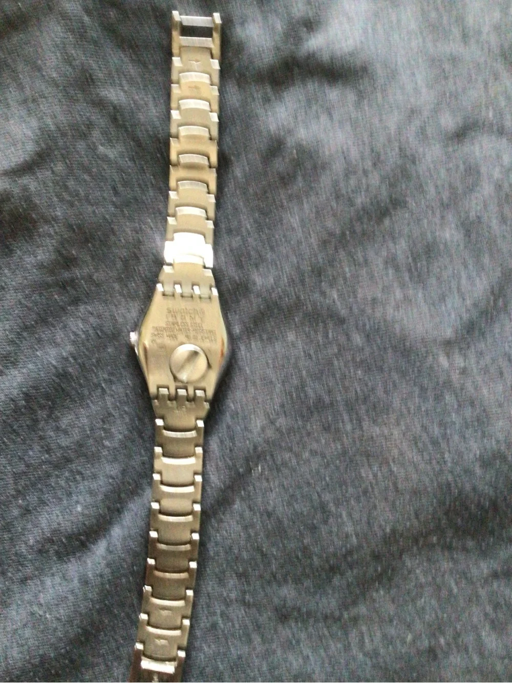 Swatch Silver Bracelet Watch with Pink Dial
